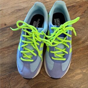 adidas Women's Sky Blue and Neon Yellow Athletic Shoes
